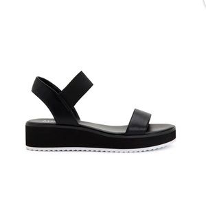 Alfani Womens Black 1/2" Platform Stretch Cushioned Slip On Sandal Size 7 M